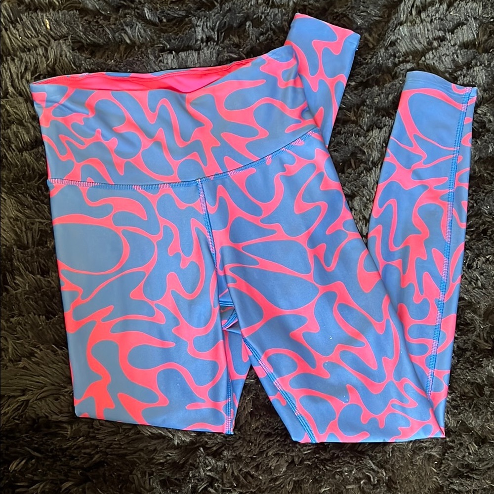 Vibrant Pink and Blue Patterned Leggings